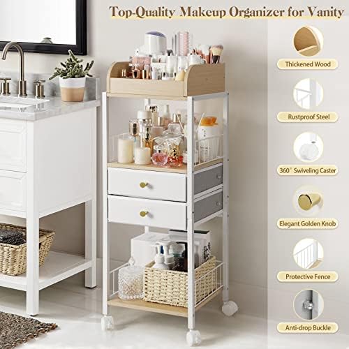 Makeup Organizer, Floor Skincare Organizers, Make Up Organizers and Storage with Drawers, Vanity Organizer Cosmetics Dis
