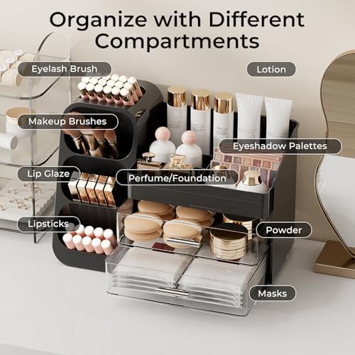 UFORU Makeup Organizer Countertop with Brush Holder for Vanity Bathroom