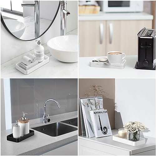 Gurygo 8" Ceramic Kitchen Soap Tray - Small Rectangular Vanity Tray for Bathroom - Countertop and Vanity Tray - Comestic