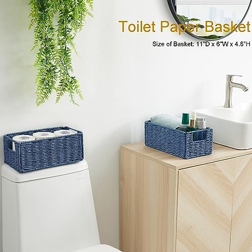 Vagusicc Wicker Storage Basket, Set of 2 Hand-Woven Paper Rope Wicker Basket, Small Storage Baskets for Organizing Toile