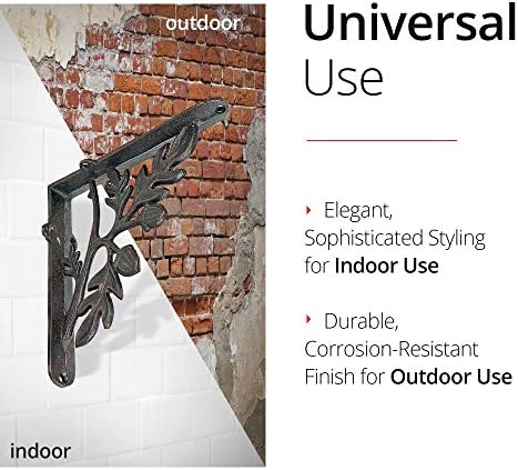 NACH Decorative Shelf Brackets, 2 Pack of 9 x 2.2 x 9 inch, Black Cast Iron Rustic Shelf Brackets - Metal Shelf Brackets