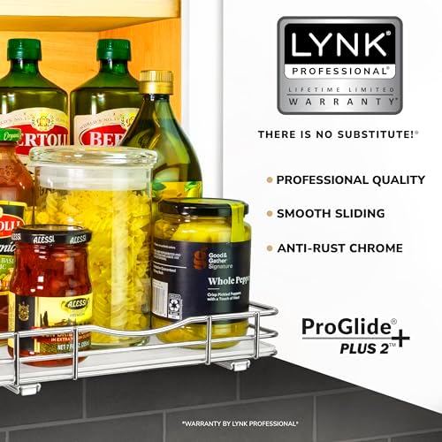 LYNK PROFESSIONAL® Pull Out Spice Organization for Cabinets - 10-3/8 inch Wide – Spice Rack for Inside Cabinets, Slide O