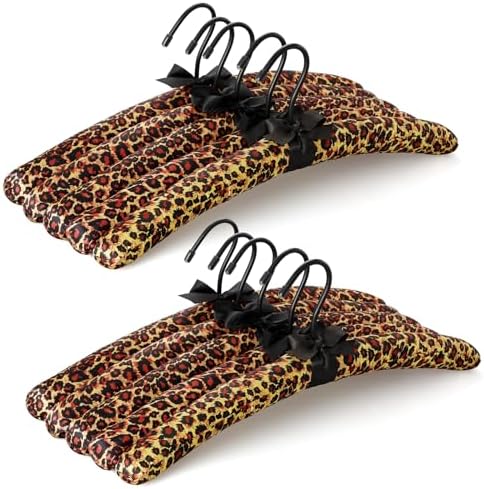 TOPIA HANGER Satin Padded Hangers for Women Clothing 17inch 10 Pack Leopard
