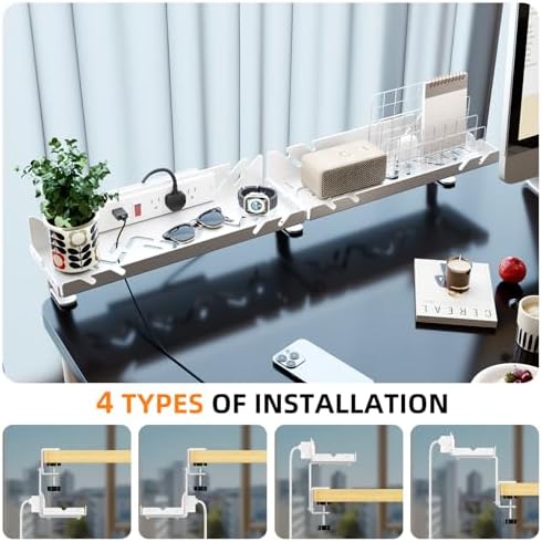 CABTE Under Desk Cable Management Tray with Power Outlet