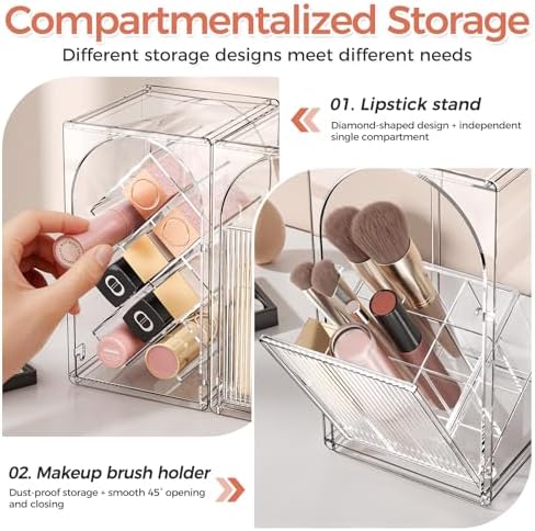 INVSSENE Stackable Makeup Organizer Countertop, Storage Perfume Skincare Cosmetic Lipstick Face Mask Makeup Brush Palett