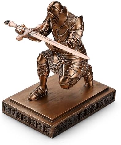 King's Guard Knight Pen Holder with a Letter Opener Desk Organizers Copper