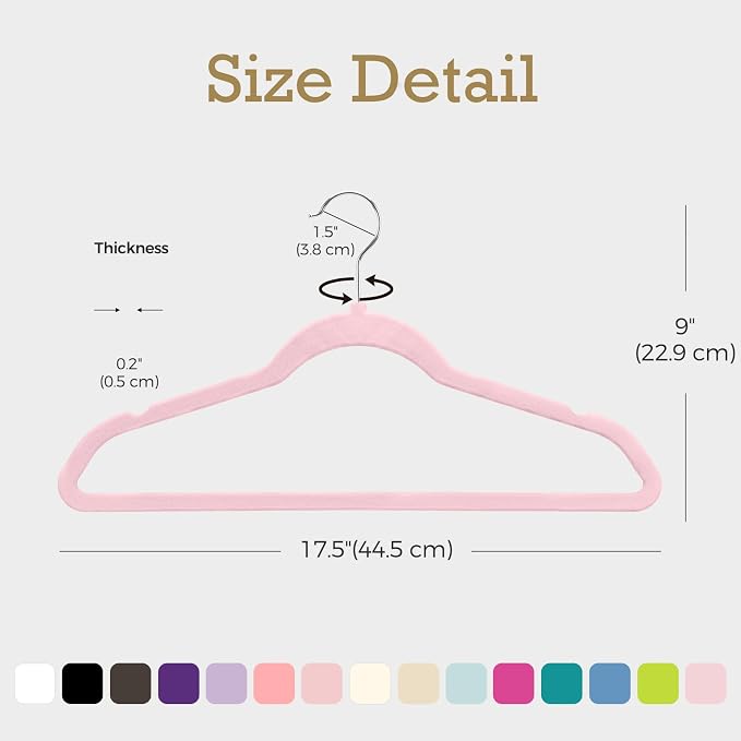 HOUSE DAY Lt Pink Velvet Hangers 60 Pack, Non Slip Clothes Felt Hanger Heavy Duty for Coat, Premium Slim Space Saving Suit Hangers for Closet Organizer, 360° Rotating Silver Hook