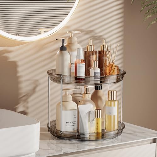LAMU 2 Tier Lazy Susan Turntable Organizer 9.25'' Rotating Spice Rack Organization for Cabinet, Kitchen, Pantry, Counter