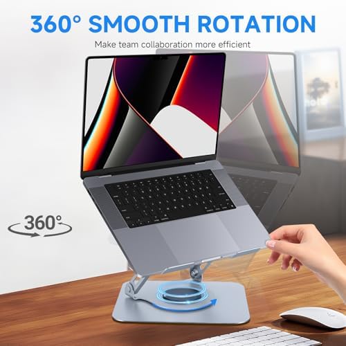 Leeboom 360° Rotating Laptop Stand, Aluminum Riser with Ergonomic Design