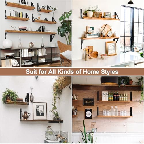 Shelf Bracket 6 Inch,Sturdy Metal Shelf Brackets,Black,Heavy Duty 4Pcs