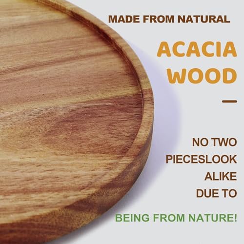 [ 2 Pack ] 10-inch Acacia Wood Lazy Susan Organizers, ACIAZAAZ Lazy Susan Turntable for Cabinet, Kitchen Turntable Stora