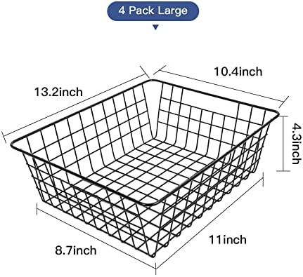 Wire Baskets for Organizing 4 Pack Pantry Storage Baskets 13.2x10.4x4.3 in