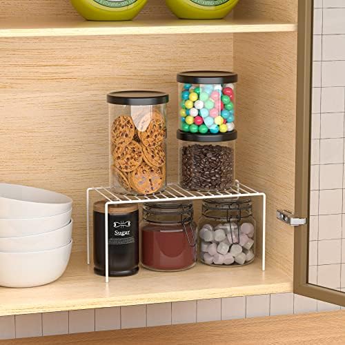 Redrubbit 4 Pack(10.6 x 5.1 Inch) Cabinet Storage Shelf Rack, Rustproof Kitchen Counter and Cabinet Shelf, Small Storage