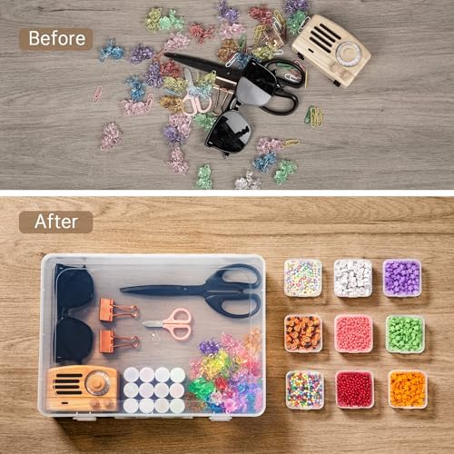 Bead Organizer Box, 60 Pack Small Clear Storage Boxes with Labels, Large Travel Craft Case with Handle, Mini Plastic Con