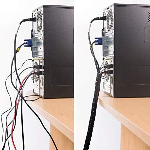 D-Line Cable Management Box (Large) & Cable Organizer Zipper (8.2ft Length) - Black