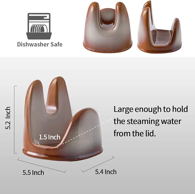Nihow Ceramic Pot Lid Holder While Cooking for Kitchen Counter/Stove Top | Catch Water & Oil Drips,Stable & Secure,Heat Resistant,Easy to Clean & Dishwasher Safe,Space-Saving,Multi-Purpose Holder