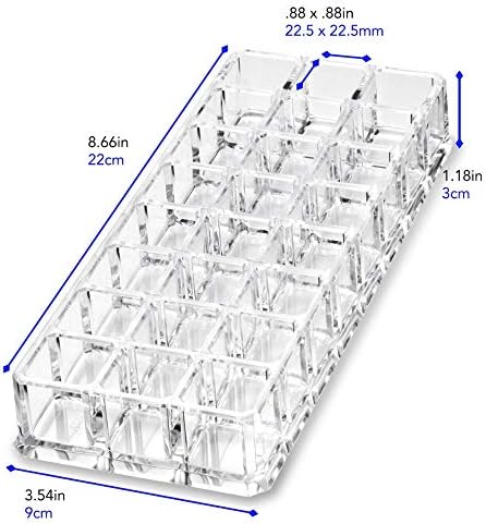 (Set Of 2) Acrylic Lipstick Makeup Organizers 24 Space Beauty Storage Refillable Cosmetic Container - Clear