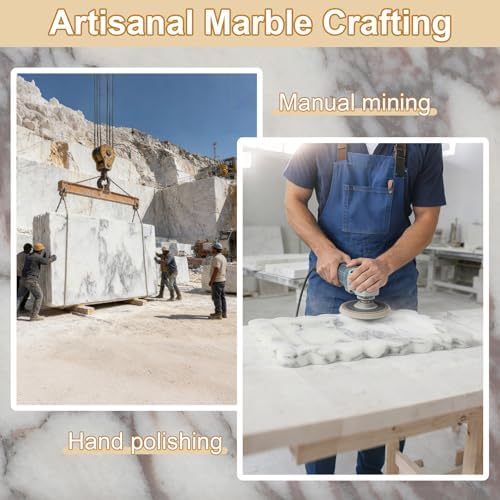 100% Marble Vanity Tray for Bathroom Counter, Kitchen, Coffee 11.8"
