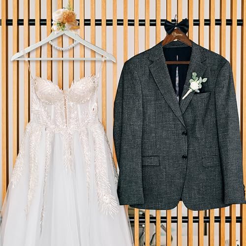 2 Pack Wedding Hangers Gifts Accessories, Groom Bride Hanger for Wedding Dress or Suit, Bridal Hanger with Bow Tie & Exq