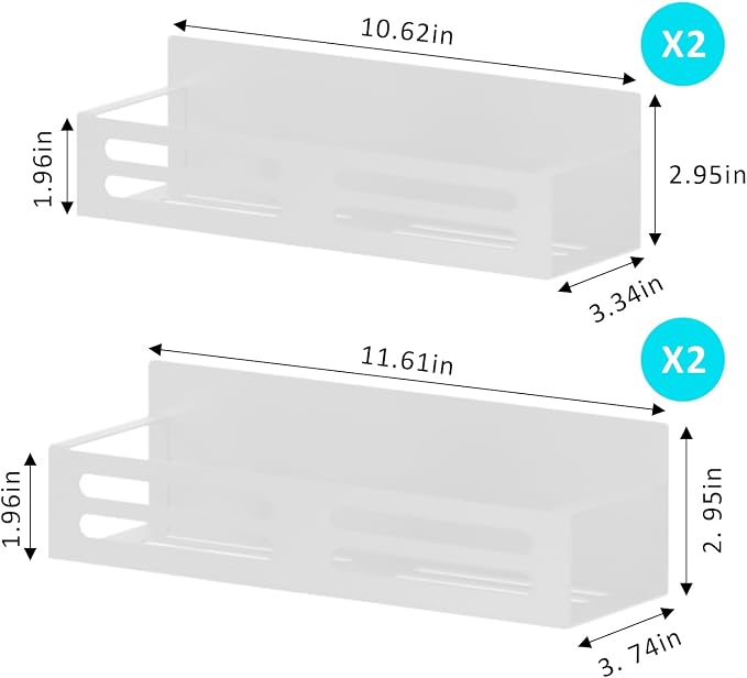 Magnetic Spice Rack for Refrigerator, Metal Spice Rack Organizer, Magnetic Shelf for Fridge 4Pack White