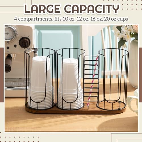 18oz Coffee Cup & Lid Dispenser with Base, 4-compartment Single, Color 1