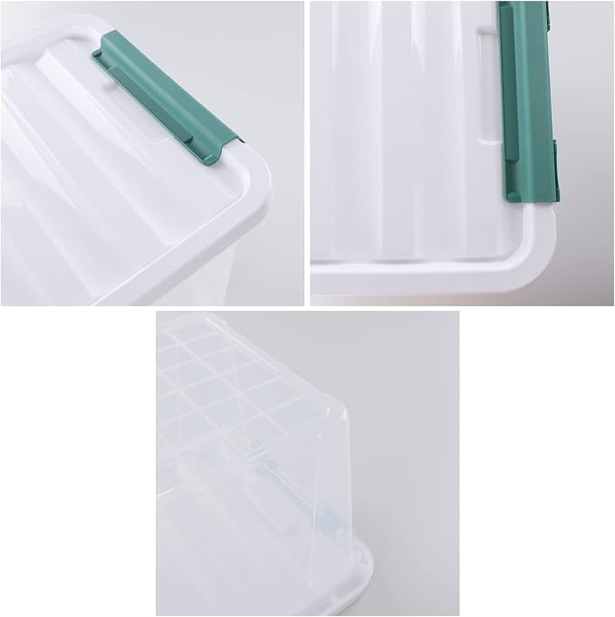 Xyskin 20 Quart Clear Plastic Storage Boxes with Latching Lids, 6-Pack | Stackable Container Bin for Closet, Pantry, Kitchen, Garage and Dorm Organization, Clear Storage Box witth Green Secure Latch