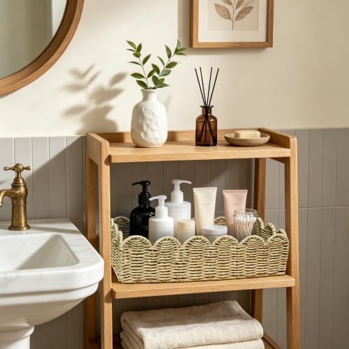 Upgraded Scalloped Toilet Paper Storage Basket for Home Decor