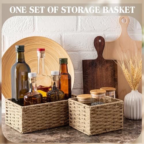 Set of 4 Natural Small Wicker Basket, Classic