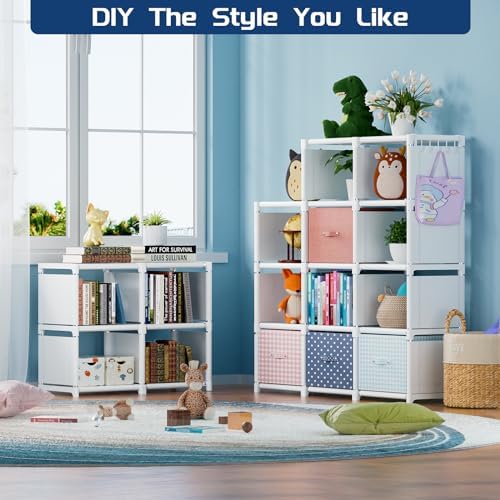 Mavivegue Book Shelf, 18 Cube Storage Organizer, DIY Bookcase White