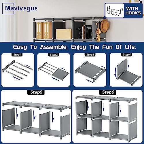 Mavivegue Bookshelf,18 Cube Storage Organizer,DIY Book Shelf Grey