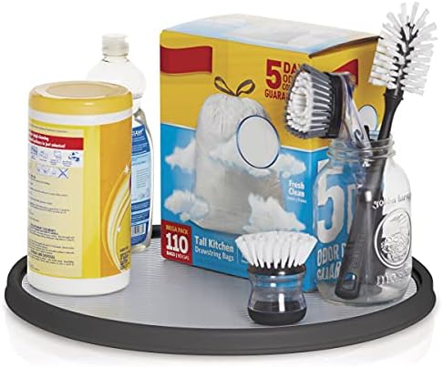 Copco Non-Skid Pantry Cabinet Lazy Susan Turntable, 18-Inch, Charcoal/Light Gray