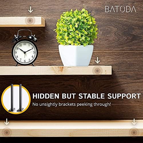 BATODA 6" Floating Shelf Bracket Heavy Duty (16 pcs) – Solid Steel Blind Shelf Supports - Hidden Brackets for Floating W
