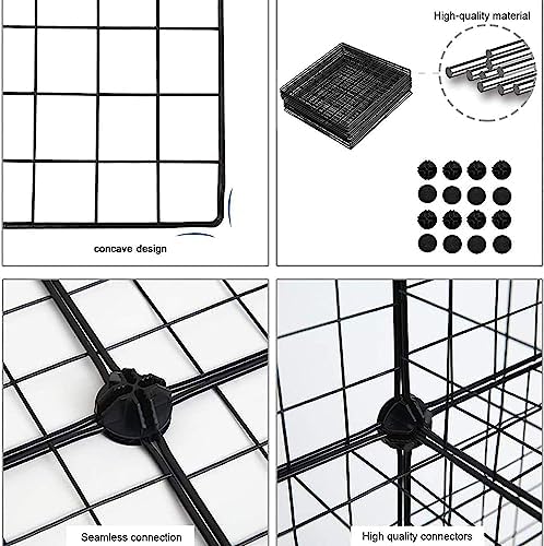 C&AHOME Wire Cube Storage,4-Cube Storage Organizer Metal, Wire Grids, Black