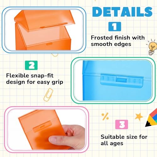 Clabby 4 Pcs Clear Plastic Crayon Boxes Hold 24 Count, Blue,Orange