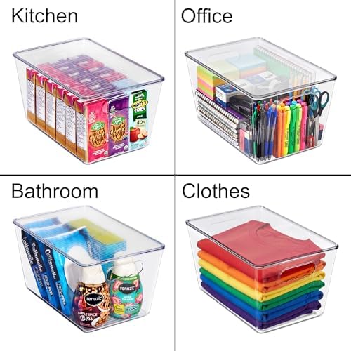 Sorbus Clear Storage Bins with Lids for Kitchen (Large, 8 Pack)