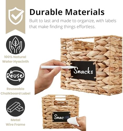 DECOMOMO Wicker Storage Baskets for Shelves, Handwoven Pantry Baskets