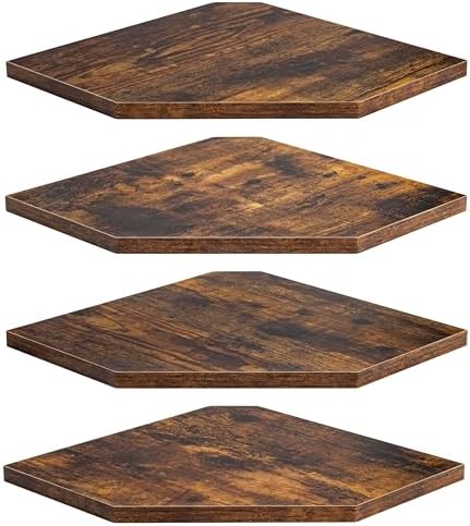 Fun Memories Corner Shelf Wall Mount, Floating Corner Shelves, Set of 4 Corner Wall Shelf Organizer, Rustic Wood Wall St