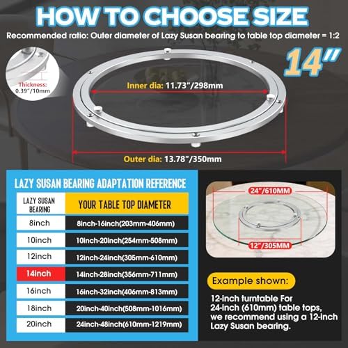 Lazy Susan Hardware 14 Inch Heavy Duty Turntable Bearing Swivel Base Kit