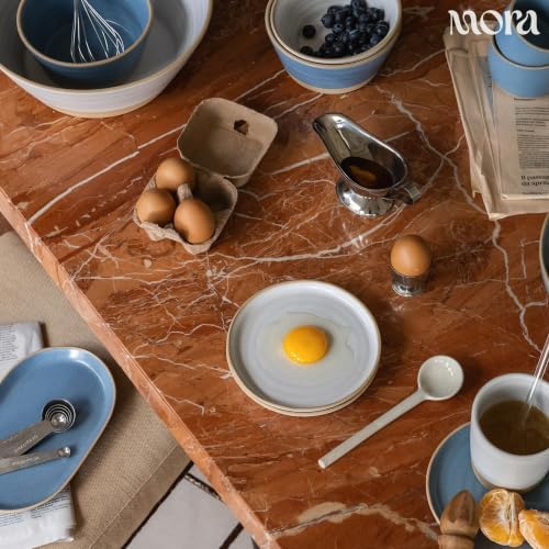 Mora Ceramic Decorative Tray - 9.4in Dish for Jewelry, Perfume, Makeup, Accessories, Candle, in the Bathroom Vanity, Bed