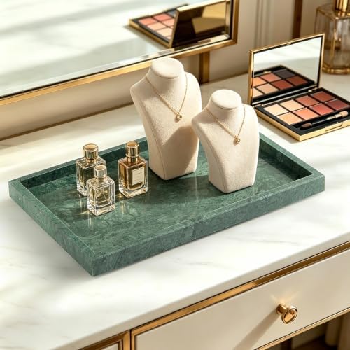 Real Natural Large Marble Tray for Bathroom, Vanity, Kitchen Counter