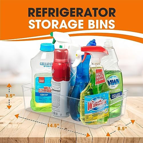 Cheer Collection Clear Refrigerator Organizer Bins - BPA Free Transparent Storage Bins for Pantry, Fridge, Tools & Cabin