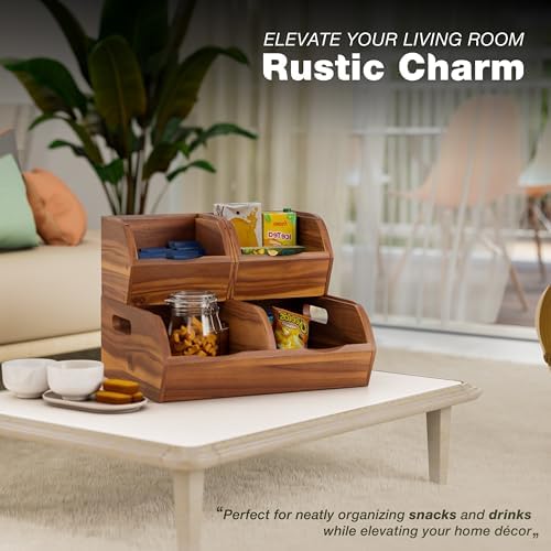 Acacia Pantry Storage Bins, Stackable Potato and Onion Organizer