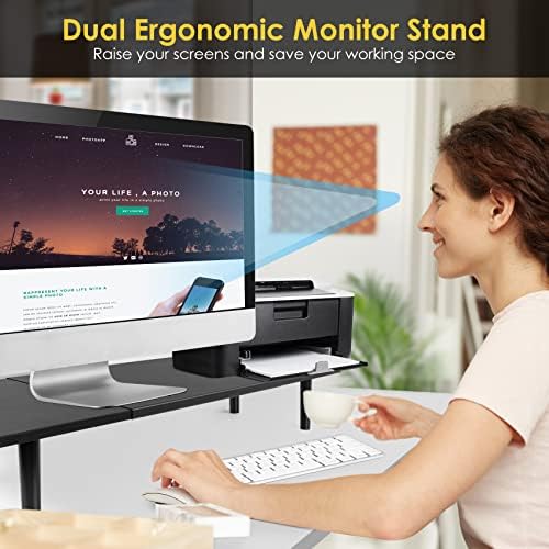 Across-Star Dual-Monitor-Stand-Riser-For-Desk Adjustable Length 32-40 Inch，Large Desktop Computer Monitor Riser For 2 Sc
