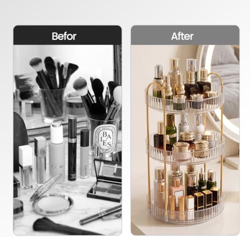 Rotating Makeup Organizer Countertop, Bathroom Lazy Susan Tray Stand