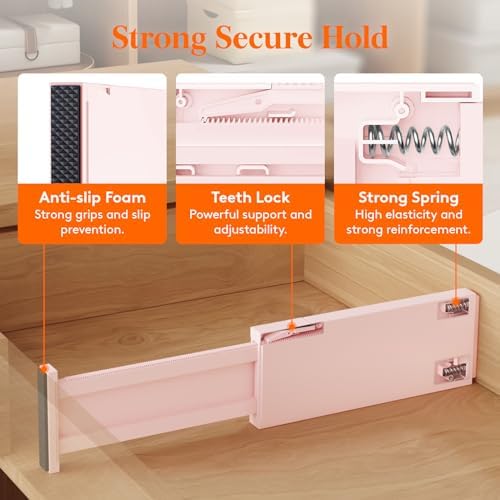 Lifewit 4" High Upgrade Drawer Divider, Adjustable Drawer Organizer Clothes