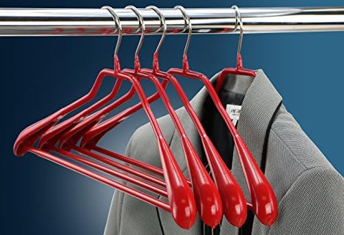 Mawa by Reston Lloyd BodyForm Series Non-Slip Space-Saving Clothes Hanger with Bar for Pants, 16-1/2" , Style 42/LS, Set of 5, Red