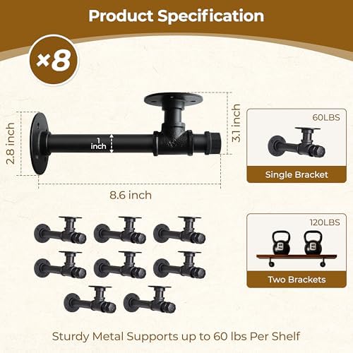 Industrial Pipe Shelf Brackets for Floating Shelves,Heavy Duty Bracket