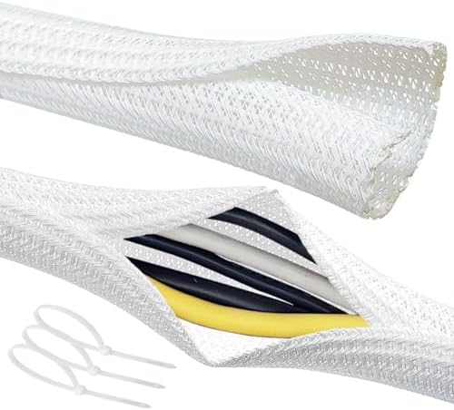Cable Management Split Wire Loom Sleeve - Cord Hider & Protector for Desk, Pet Chew Proof, Wire Cover Organizer, Flexibl
