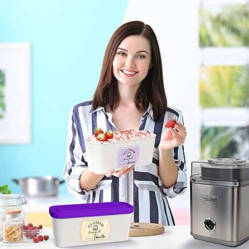ZICOTO Set of 2 Reusable Ice Cream Tub Containers 1.6 Quart Ea. with Lids