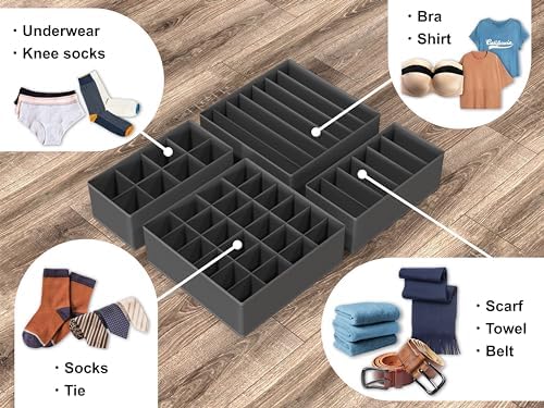 Simple Houseware 4-Pack Drawer Organizer Set for Underwear/Socks/Bra